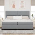 vidaXL rám postele s matracom svetlo šedý textil 200 x 200 cm matrace – Obrázok 5