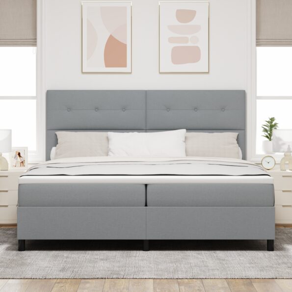3339413_5.jpg vidaXL rám postele s matracom svetlo šedý textil 200 x 200 cm matrace – Obrázok 5
