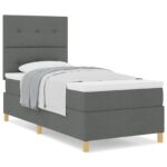 vidaXL Posteľ s matracom tmavošedá 100x200 cm textília – Obrázok 4