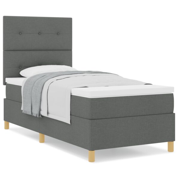 vidaXL Posteľ s matracom tmavošedá 100x200 cm textília – Obrázok 4