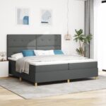 vidaXL Box Spring Posteľ s Matracom Tmavo Šedá 200x200 cm Textília