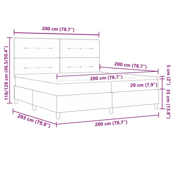 3339645_12.jpg vidaXL Box Spring Posteľ s Matracom Tmavo Šedá 200x200 cm Textília – Obrázok 12