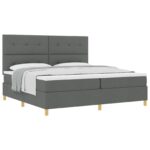 vidaXL Box Spring Posteľ s Matracom Tmavo Šedá 200x200 cm Textília – Obrázok 3