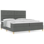 vidaXL Box Spring Posteľ s Matracom Tmavo Šedá 200x200 cm Textília – Obrázok 4