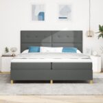 vidaXL Box Spring Posteľ s Matracom Tmavo Šedá 200x200 cm Textília – Obrázok 5