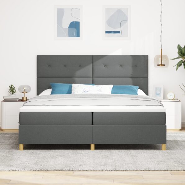 3339645_5.jpg vidaXL Box Spring Posteľ s Matracom Tmavo Šedá 200x200 cm Textília – Obrázok 5