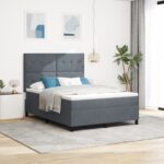 vidaXL Posteľ s matracom na pružinovom základe tmavošedá 160x200 cm zamat