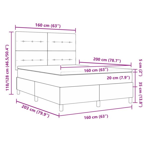 3339843_10.jpg vidaXL Posteľ s matracom na pružinovom základe tmavošedá 160x200 cm zamat – Obrázok 10