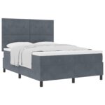 vidaXL Posteľ s matracom na pružinovom základe tmavošedá 160x200 cm zamat – Obrázok 3