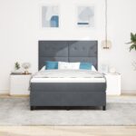 vidaXL Posteľ s matracom na pružinovom základe tmavošedá 160x200 cm zamat – Obrázok 5