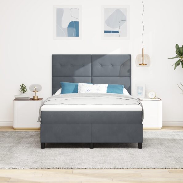 3339843_5.jpg vidaXL Posteľ s matracom na pružinovom základe tmavošedá 160x200 cm zamat – Obrázok 5