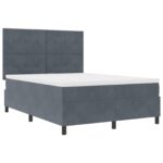 vidaXL Posteľ s matracom na pružinovom základe tmavošedá 160x200 cm zamat – Obrázok 6