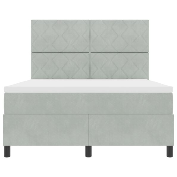 vidaXL Box Spring Postel s Matracou Svetlosivá 140x190 cm Zamat – Obrázok 8
