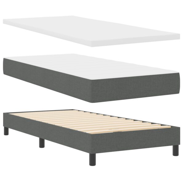 vidaXL Posteľ s pružinovým rámom Tmavo šedá 200 x 90 cm látka – Obrázok 2