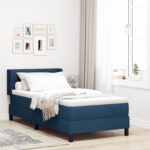 Posteľ vidaXL s matracom modrá 80x200 cm Látka, Čelo postele vidaXL s prešívaním modré 80 cm Látka