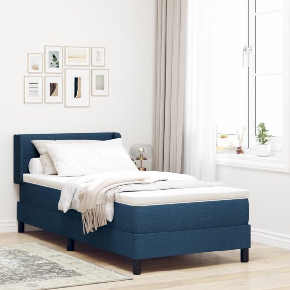 3341075_1.jpg Posteľ vidaXL s matracom modrá 80x200 cm Látka, Čelo postele vidaXL s prešívaním modré 80 cm Látka – Obrázok 1