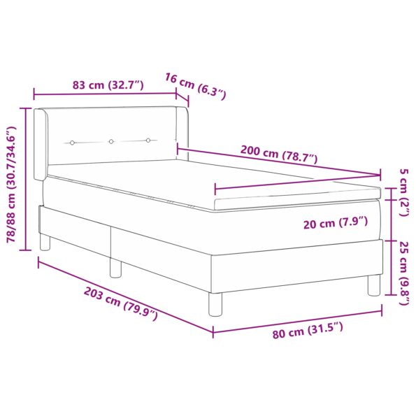 3341075_12.jpg Posteľ vidaXL s matracom modrá 80x200 cm Látka, Čelo postele vidaXL s prešívaním modré 80 cm Látka – Obrázok 12