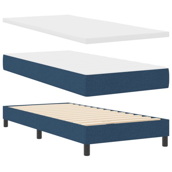 3341075_2.jpg Posteľ vidaXL s matracom modrá 80x200 cm Látka, Čelo postele vidaXL s prešívaním modré 80 cm Látka – Obrázok 2