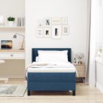 Posteľ vidaXL s matracom modrá 80x200 cm Látka, Čelo postele vidaXL s prešívaním modré 80 cm Látka – Obrázok 5