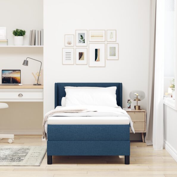 3341075_5.jpg Posteľ vidaXL s matracom modrá 80x200 cm Látka, Čelo postele vidaXL s prešívaním modré 80 cm Látka – Obrázok 5