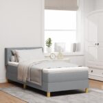 vidaXL Box Spring posteľ svetlosivá 90x200 cm