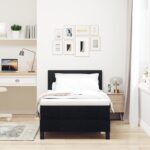 vidaXL Rám postele s matracom Čierna a biela Textília 90 x 200 cm – Obrázok 5