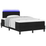 vidaXL Posteľ boxspring s matracou a LED čierna 120 x 190 cm tkanina – Obrázok 3