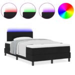 vidaXL Posteľ boxspring s matracou a LED čierna 120 x 190 cm tkanina – Obrázok 4