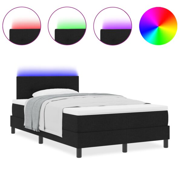 vidaXL Posteľ boxspring s matracou a LED čierna 120 x 190 cm tkanina – Obrázok 4