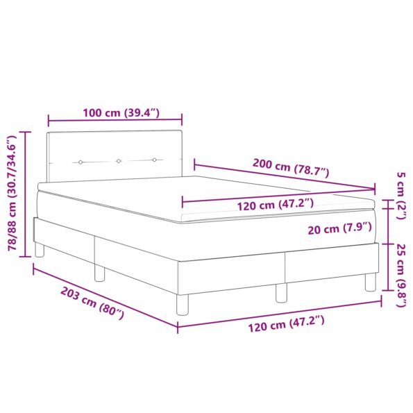 3342200_13.jpg vidaXL Rám postele s matracom Čierna biela Látka 120 x 200 cm – Obrázok 13