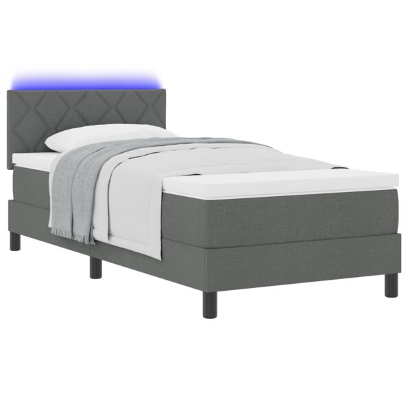 vidaXL Posteľ s pružinovým rámom s LED Tmavo šedá 90 x 190 cm látka – Obrázok 3