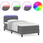 vidaXL Posteľ s pružinovým rámom s LED Tmavo šedá 90 x 190 cm látka – Obrázok 4