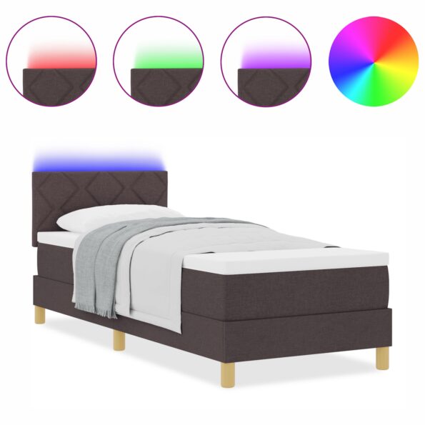 vidaXL Posteľ s boxom a matracom & LED tmavo hnedá 80x200 cm textil – Obrázok 4