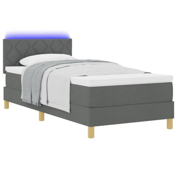 3342486_3.jpg vidaXL Posteľ s boxovým pružinovým systémom s matracom a LED tma sivý 90x200 cm textília – Obrázok 3