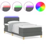 vidaXL Posteľ s boxovým pružinovým systémom s matracom a LED tma sivý 90x200 cm textília – Obrázok 4