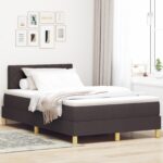 vidaXL Posteľ s boxom a matracom & LED tmavohnedá 120x200 cm tkanina