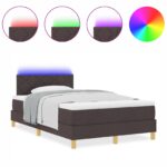 vidaXL Posteľ s boxom a matracom & LED tmavohnedá 120x200 cm tkanina – Obrázok 4