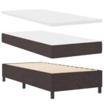 vidaXL Pružinová posteľ s matracom a lavicou tmavohnedá 90x200 cm tkanina – Obrázok 2