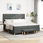 vidaXL Posteľ s matracom a lavičkou tmavosivá 200x200 cm textília