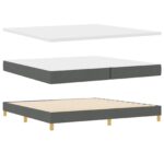 vidaXL Posteľ s matracom a lavičkou tmavosivá 200x200 cm textília – Obrázok 2