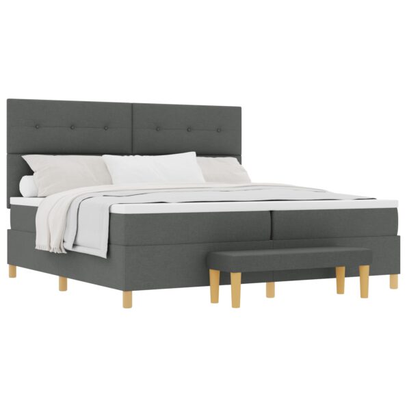 3344325_3.jpg vidaXL Posteľ s matracom a lavičkou tmavosivá 200x200 cm textília – Obrázok 3