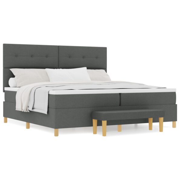 3344325_4.jpg vidaXL Posteľ s matracom a lavičkou tmavosivá 200x200 cm textília – Obrázok 4