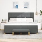 vidaXL Posteľ s matracom a lavičkou tmavosivá 200x200 cm textília – Obrázok 5