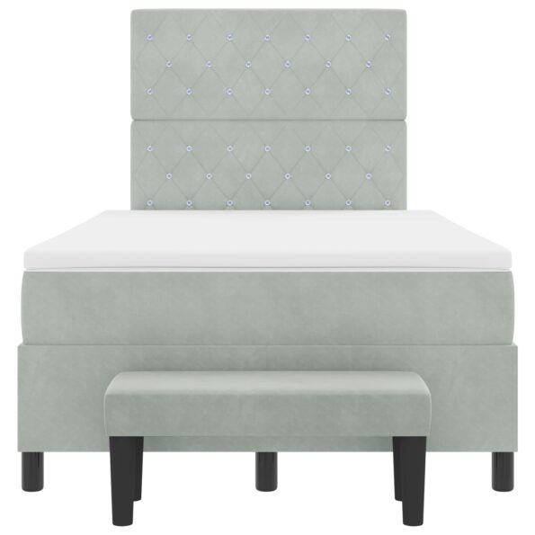 vidaXL posteľ s boxspringom s matracom a lavičkou svetlosivá 120x200 cm zamat – Obrázok 9