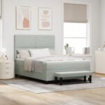 vidaXL Box Spring Posteľ s matracom a lavicou svetlosivá 160x200 cm zamat