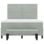 vidaXL Box Spring Posteľ s matracom a lavicou svetlosivá 160x200 cm zamat – Obrázok 9