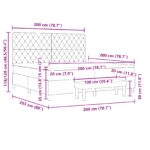 vidaXL Posteľ s boxovým spodkom a matracom & lavicou tmavošedá 200x200 cm zamat – Obrázok 13