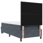 vidaXL Posteľ s box pružinami s matracom a lavičkou tmavosivá 100x200 cm zamat – Obrázok 11