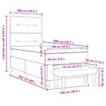 vidaXL Posteľ s box pružinami s matracom a lavičkou tmavosivá 100x200 cm zamat – Obrázok 13