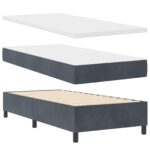 vidaXL Posteľ s box pružinami s matracom a lavičkou tmavosivá 100x200 cm zamat – Obrázok 2